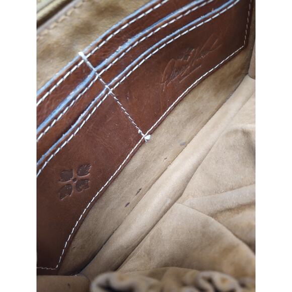 Patricia Nash Brown Suede Leather Pushlock Flap Closure Crossbody Bag - Picture 13 of 16